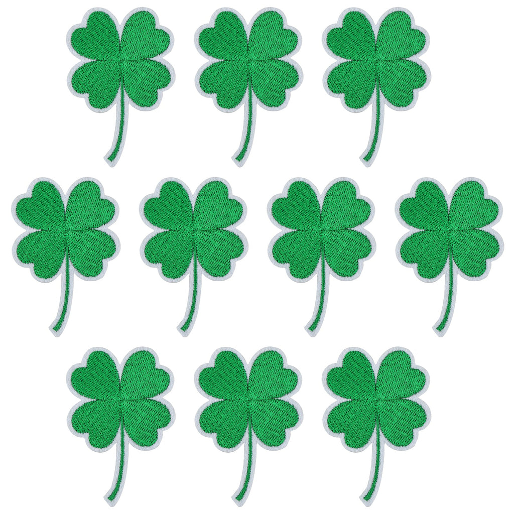 10 Pcs Four Leaf Clover Green Embroidered Patch