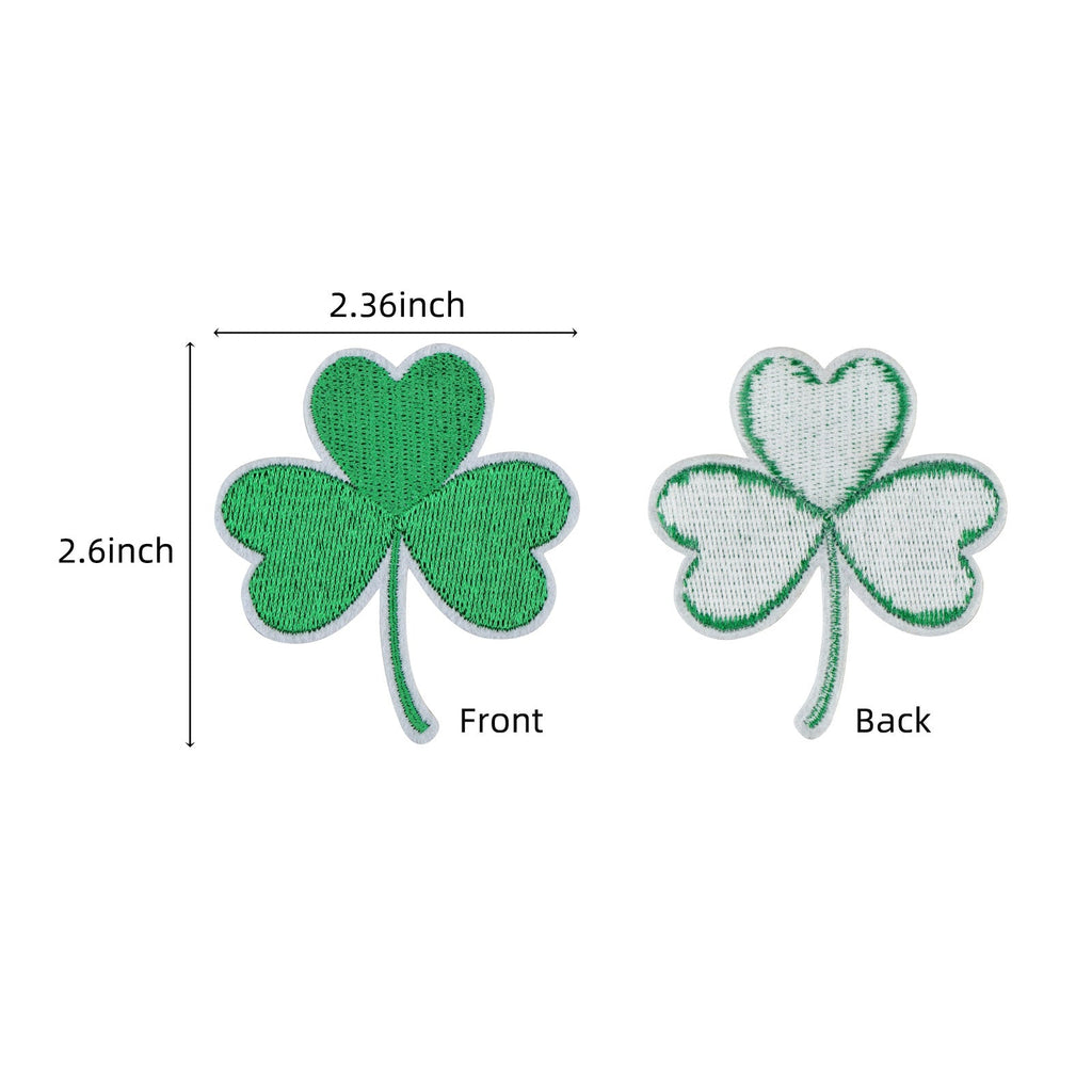 10 Pcs Three Leaf Clover Green Embroidered Patch