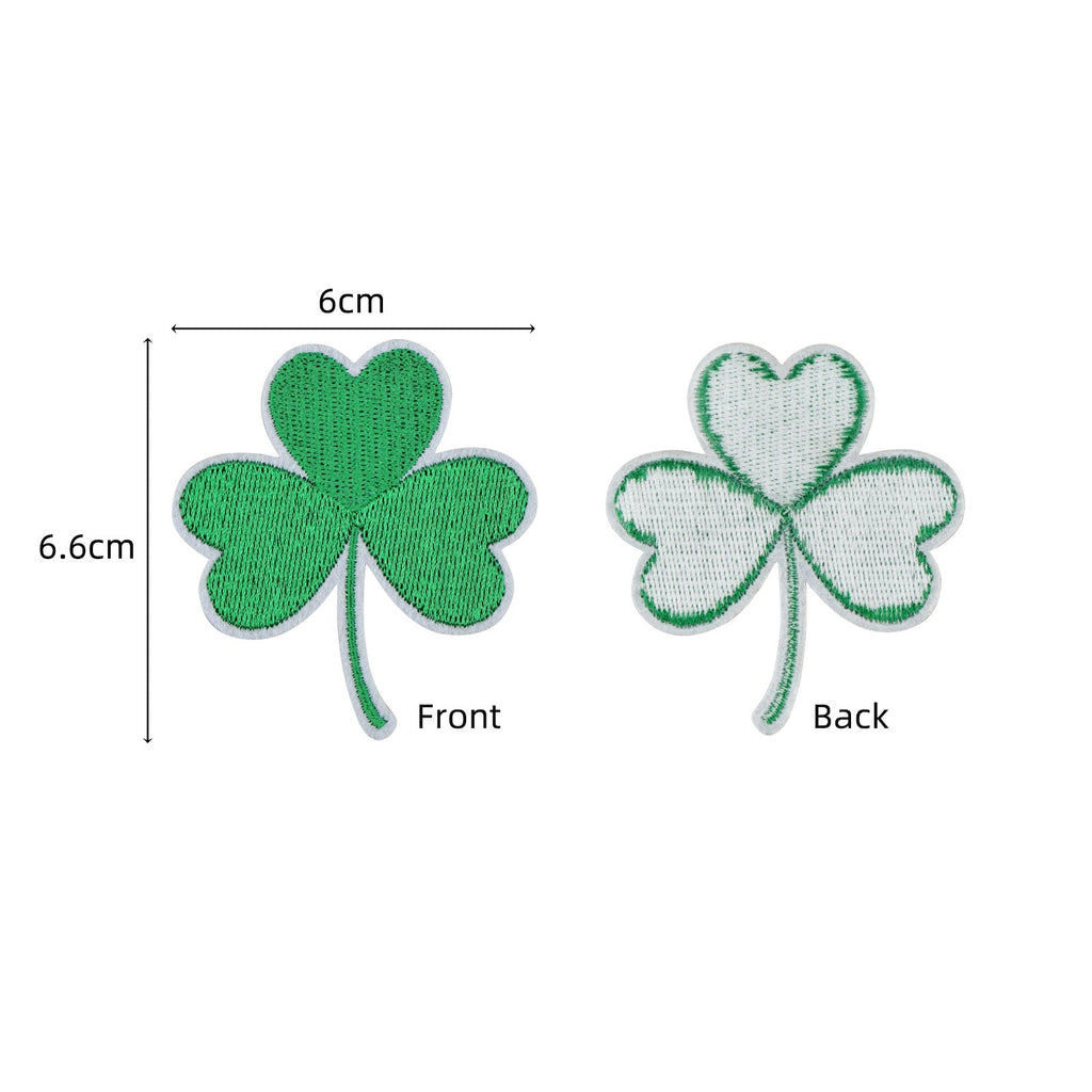 10 Pcs Three Leaf Clover Green Embroidered Patch