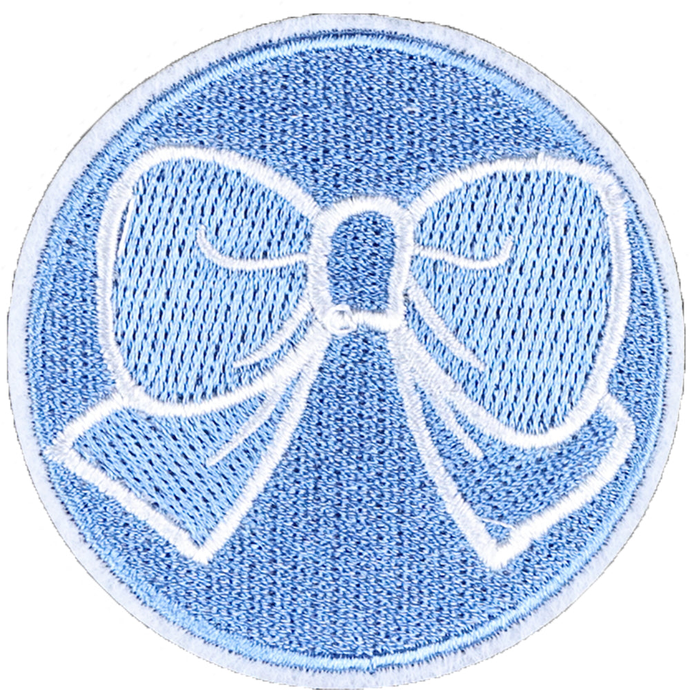 10 Pcs Lovely Blue Bowknot Flower Embroidered Patch