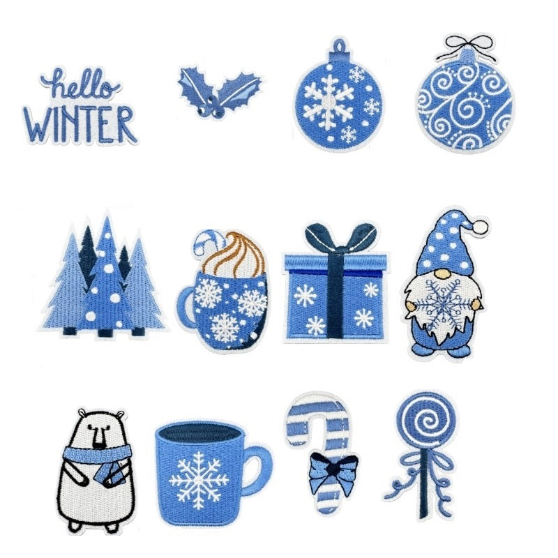 12Pcs Christmas Tree Gift Bell Embroidered Patch