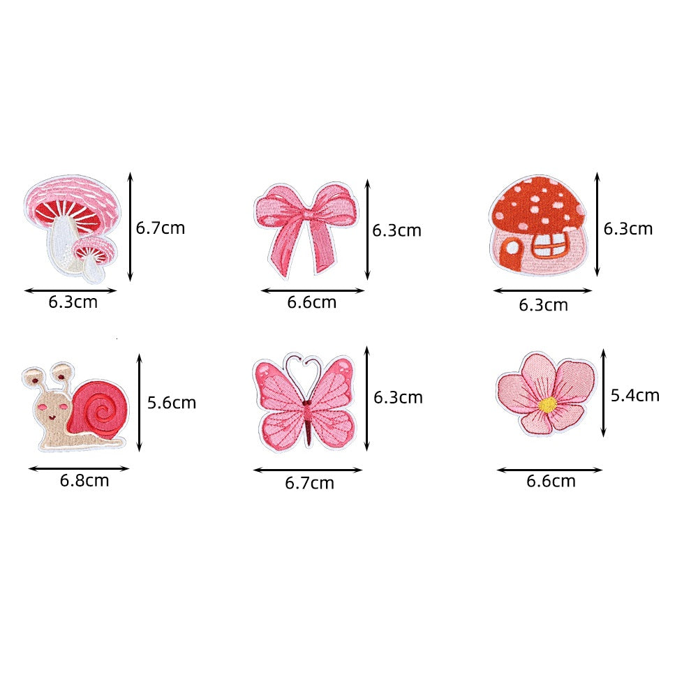 6Pcs Pink Butterfly Shape Embroidered Patch