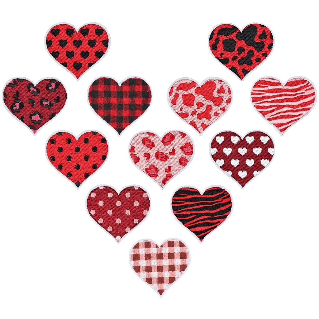 12Pcs Heart Shape Embroidered Patch