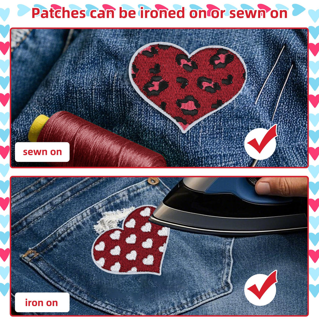 12Pcs Heart Shape Embroidered Patch