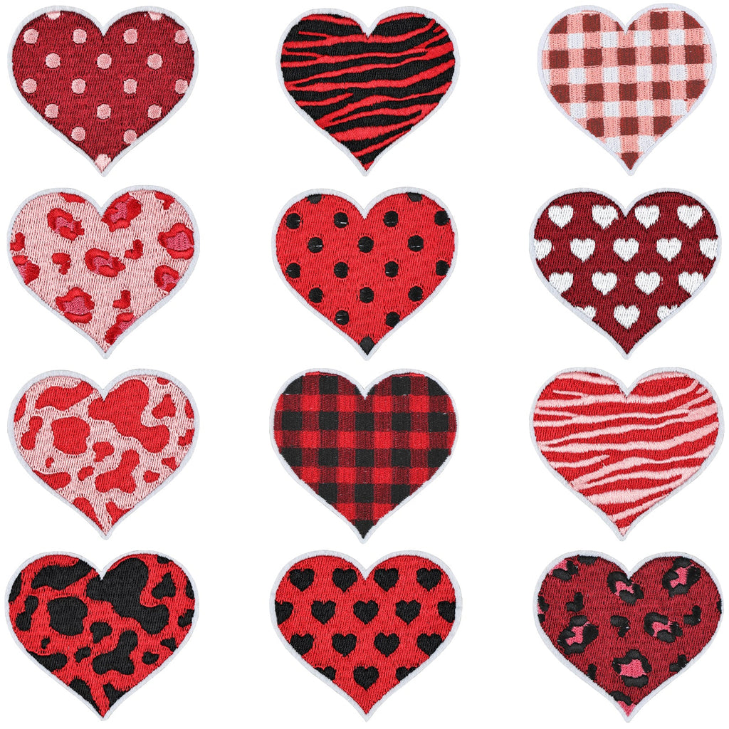 12Pcs Heart Shape Embroidered Patch