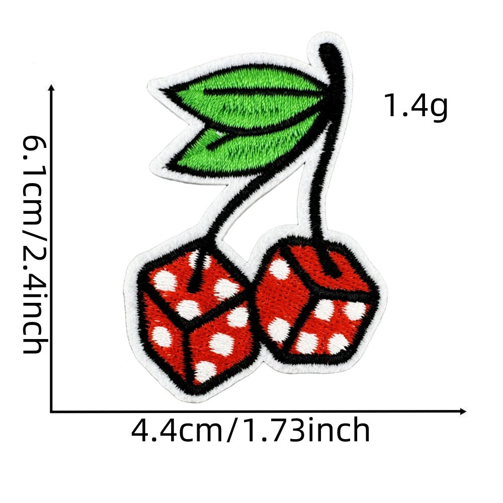 12Pcs Pink Cherry Shape Embroidered Patch