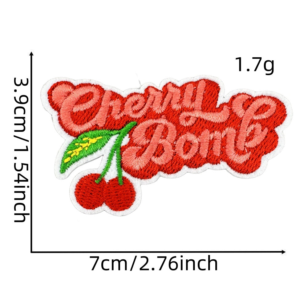 12Pcs Pink Cherry Shape Embroidered Patch