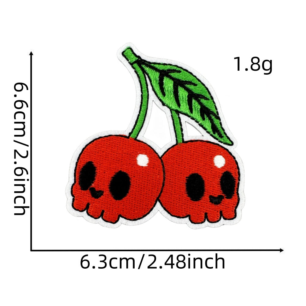 12Pcs Pink Cherry Shape Embroidered Patch
