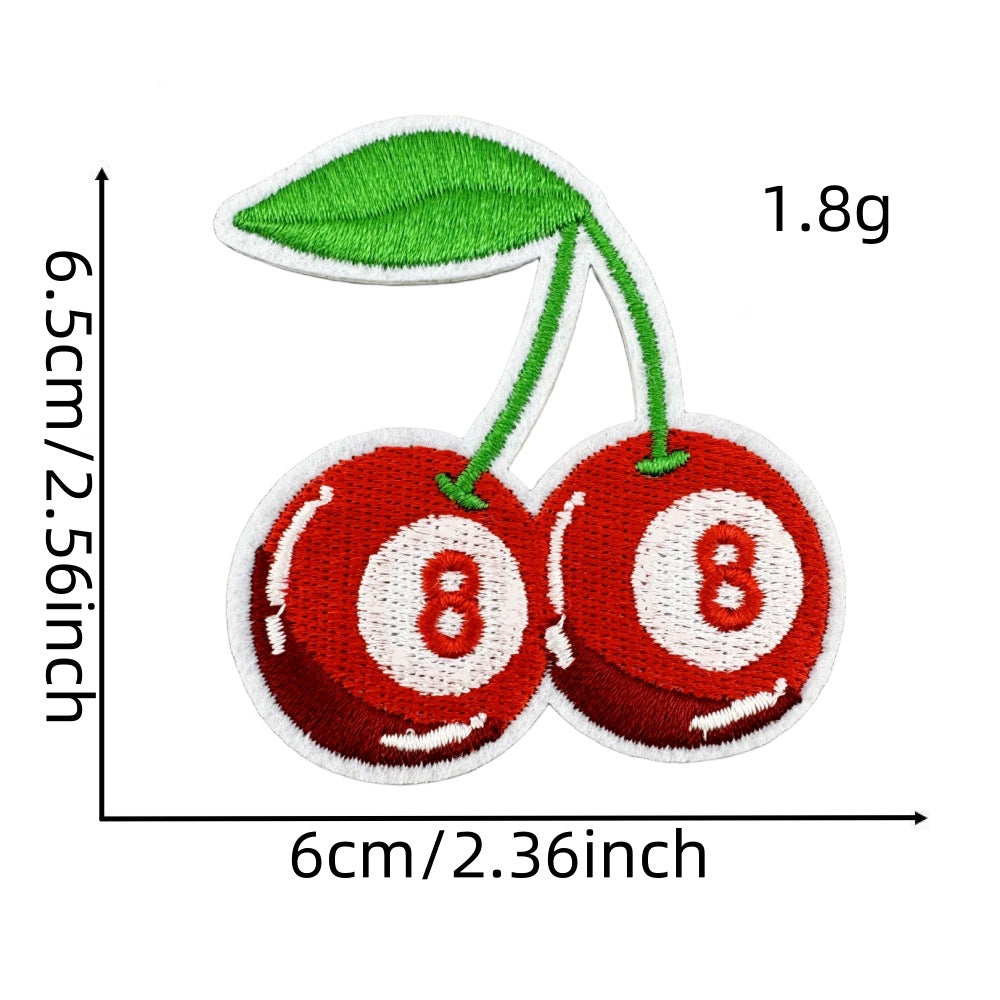 12Pcs Pink Cherry Shape Embroidered Patch