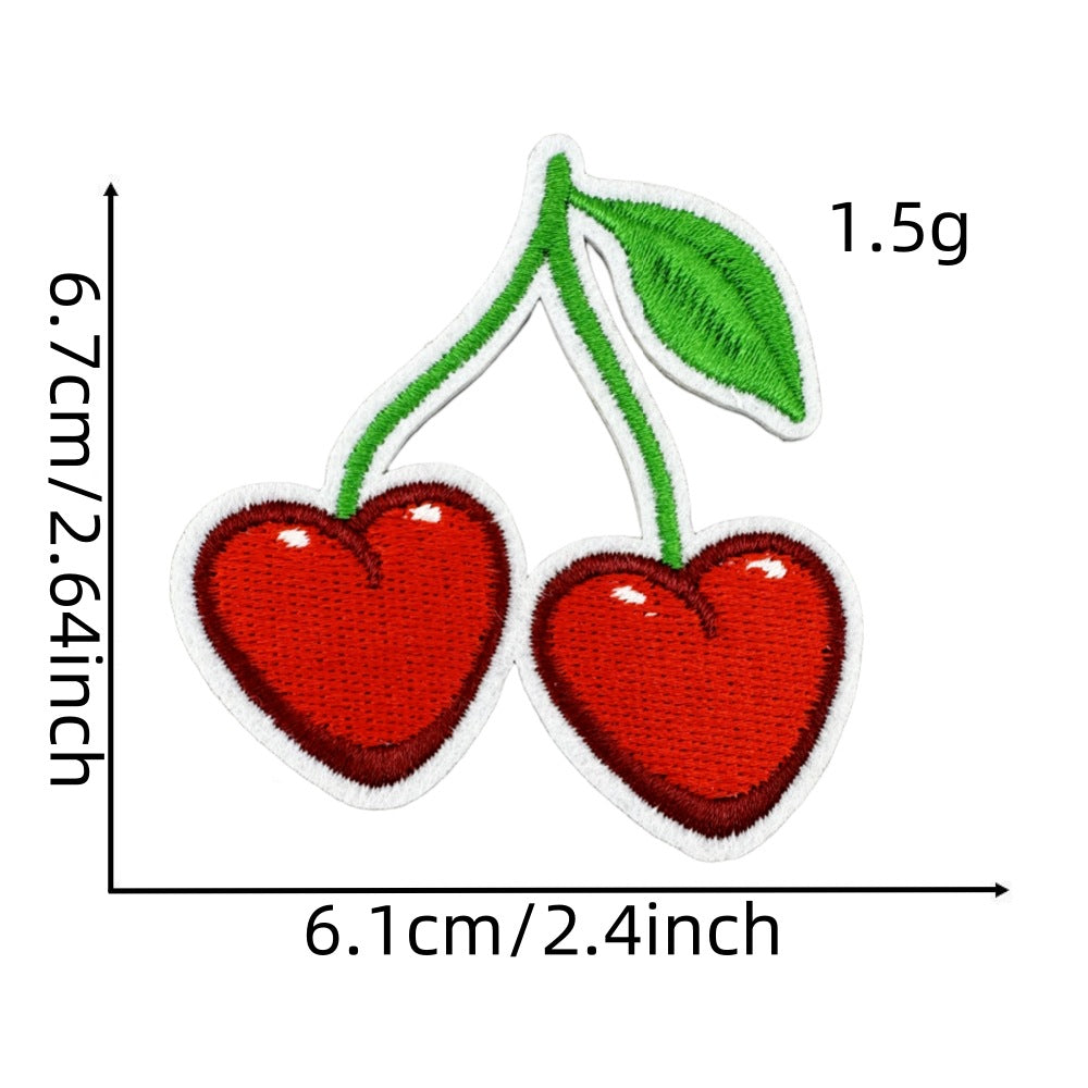 12Pcs Pink Cherry Shape Embroidered Patch