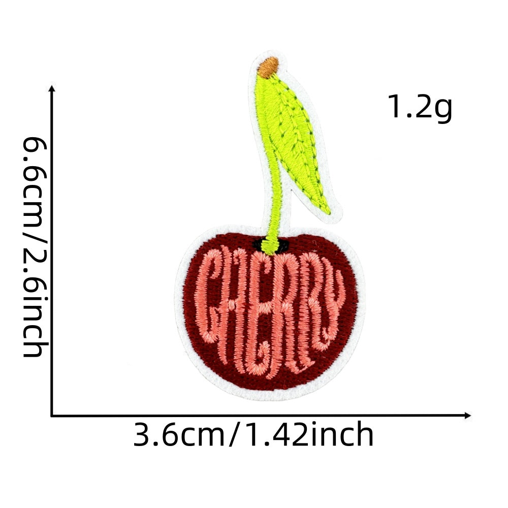 12Pcs Pink Cherry Shape Embroidered Patch