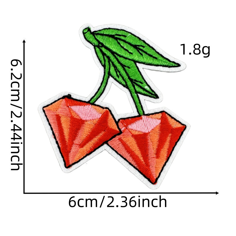 12Pcs Pink Cherry Shape Embroidered Patch