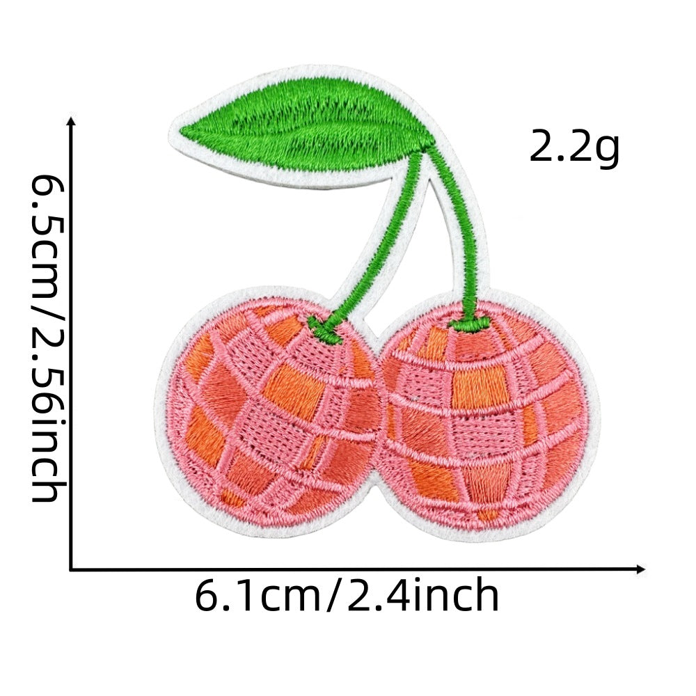 12Pcs Pink Cherry Shape Embroidered Patch