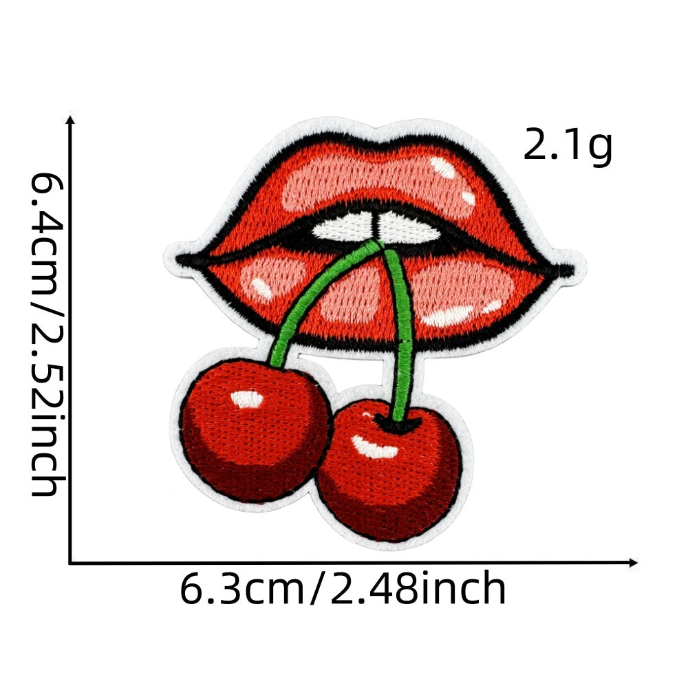 12Pcs Pink Cherry Shape Embroidered Patch