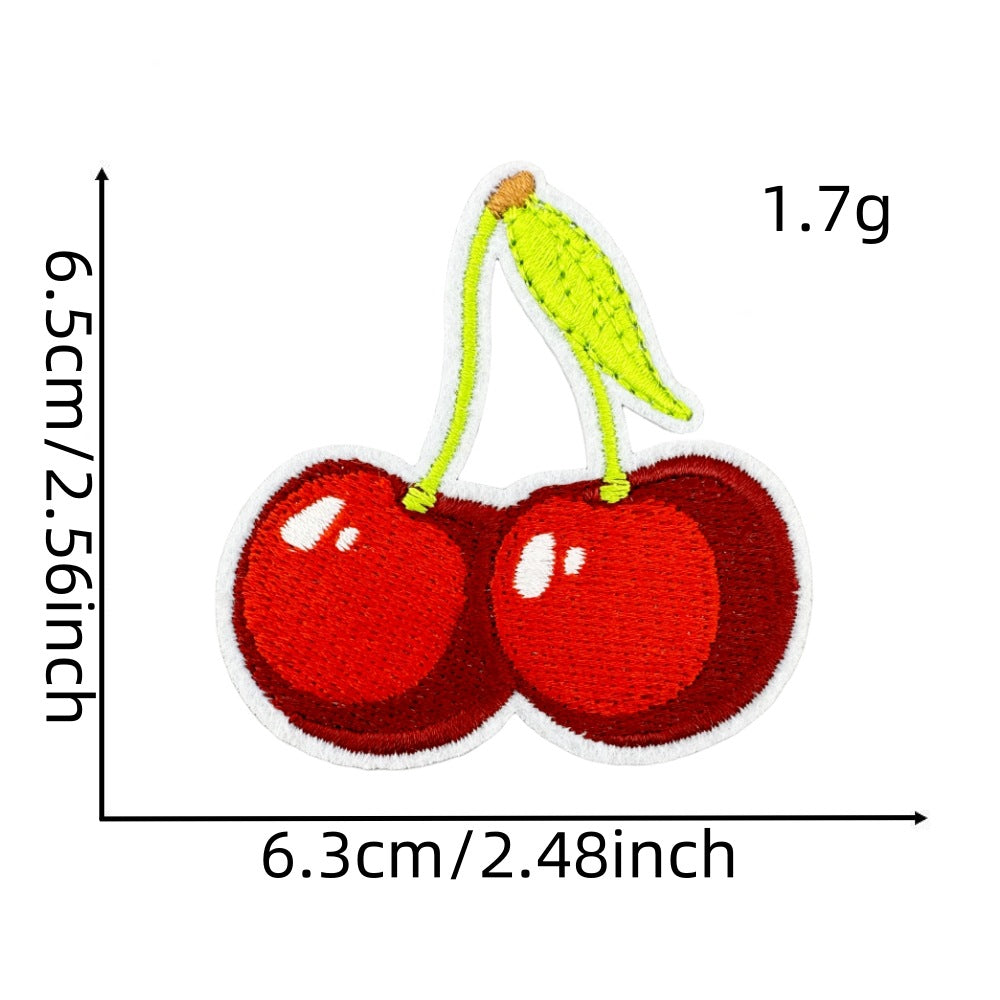 12Pcs Pink Cherry Shape Embroidered Patch