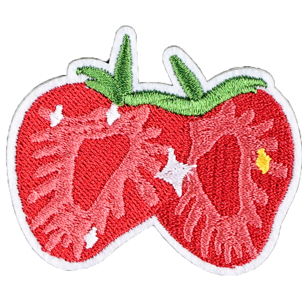 12Pcs Pink Strawberry Shape Embroidered Patch