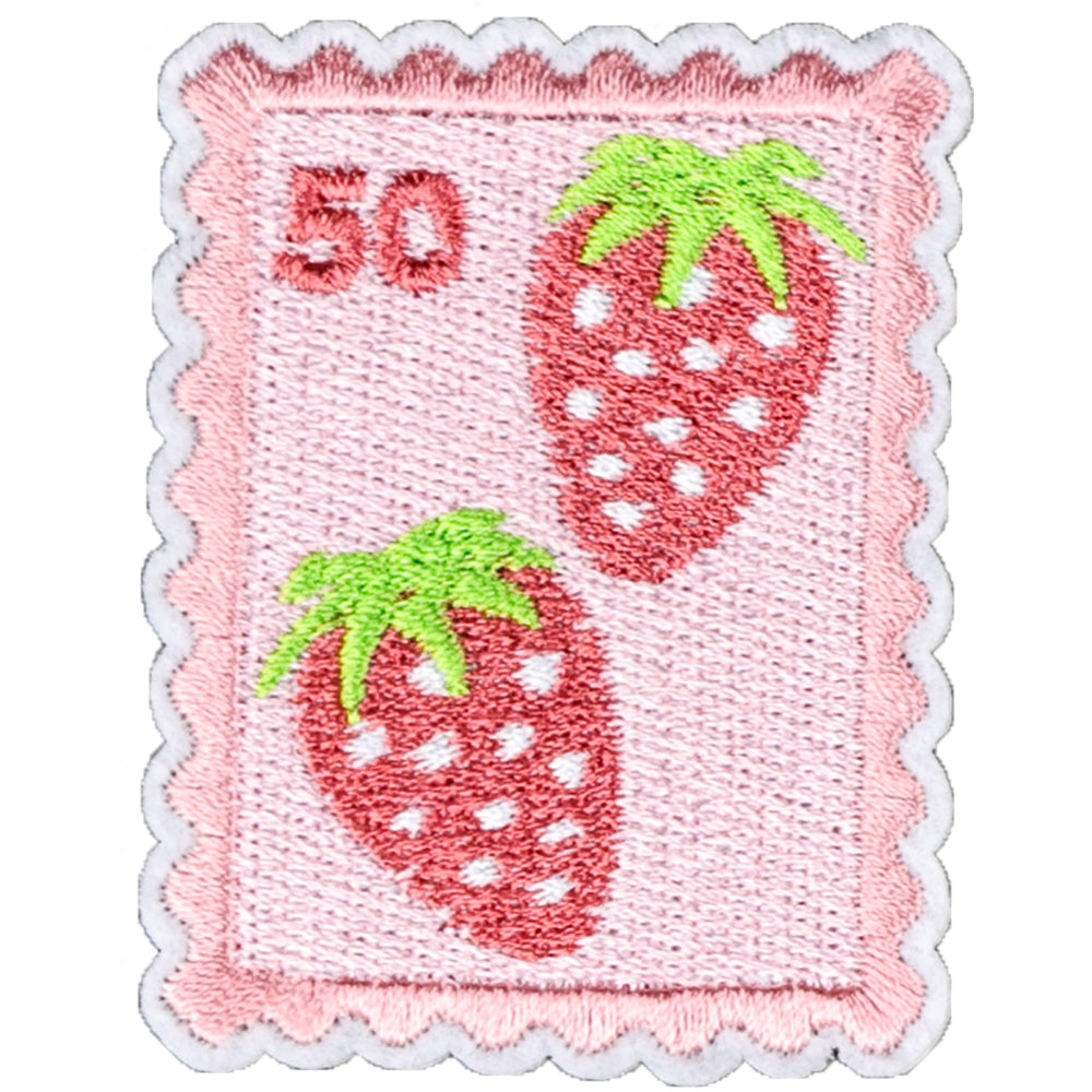 12Pcs Pink Strawberry Shape Embroidered Patch