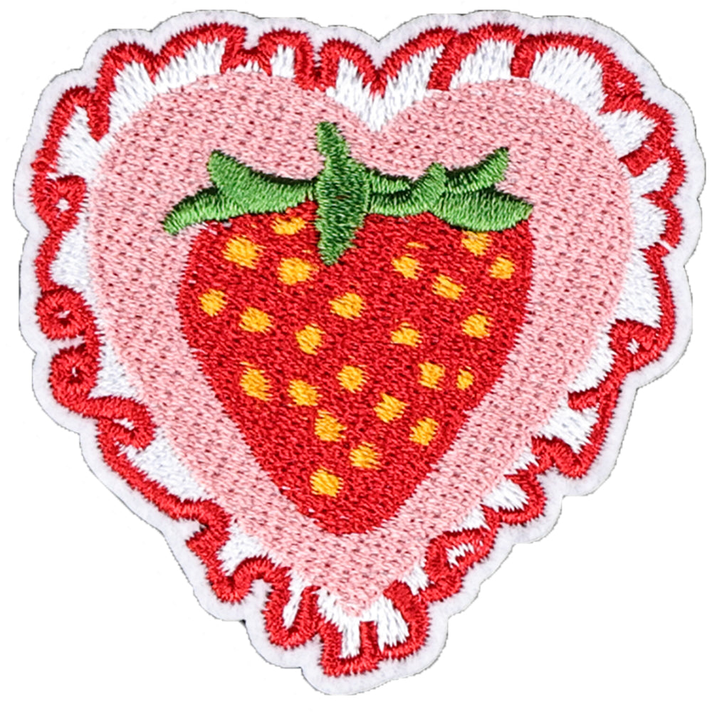 12Pcs Pink Strawberry Shape Embroidered Patch