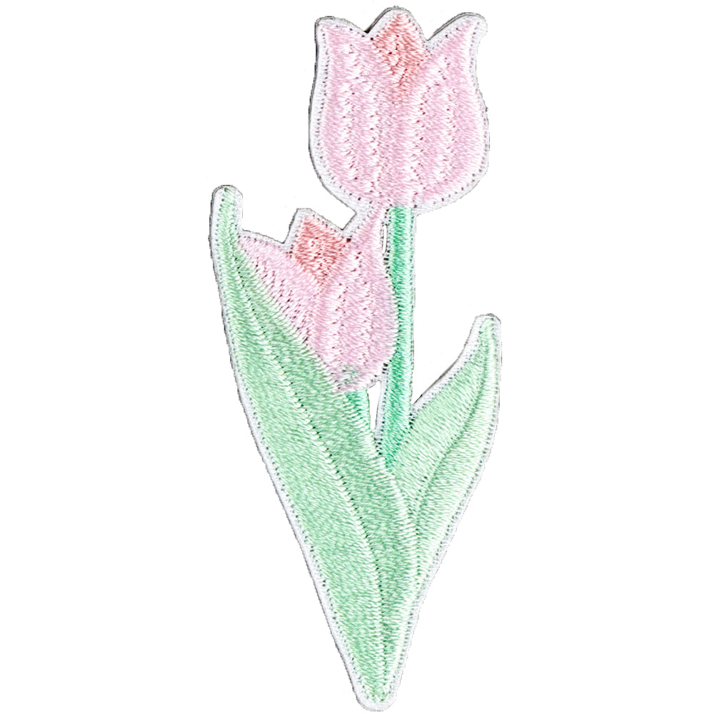 6Pcs Tulipa Flower Embroidered Patch