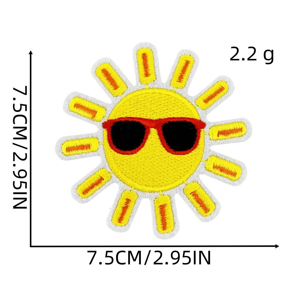 16Pcs Beach Swimsuit Sunglasses Shape Embroidered Patch
