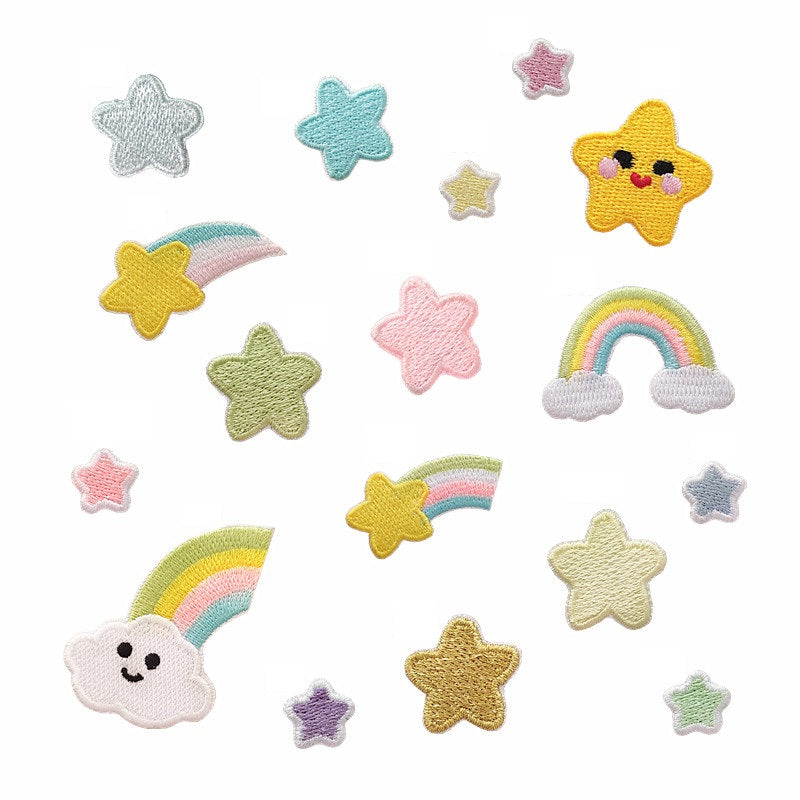 17Pcs Cute Star Rainbow Shape Embroidered Patch