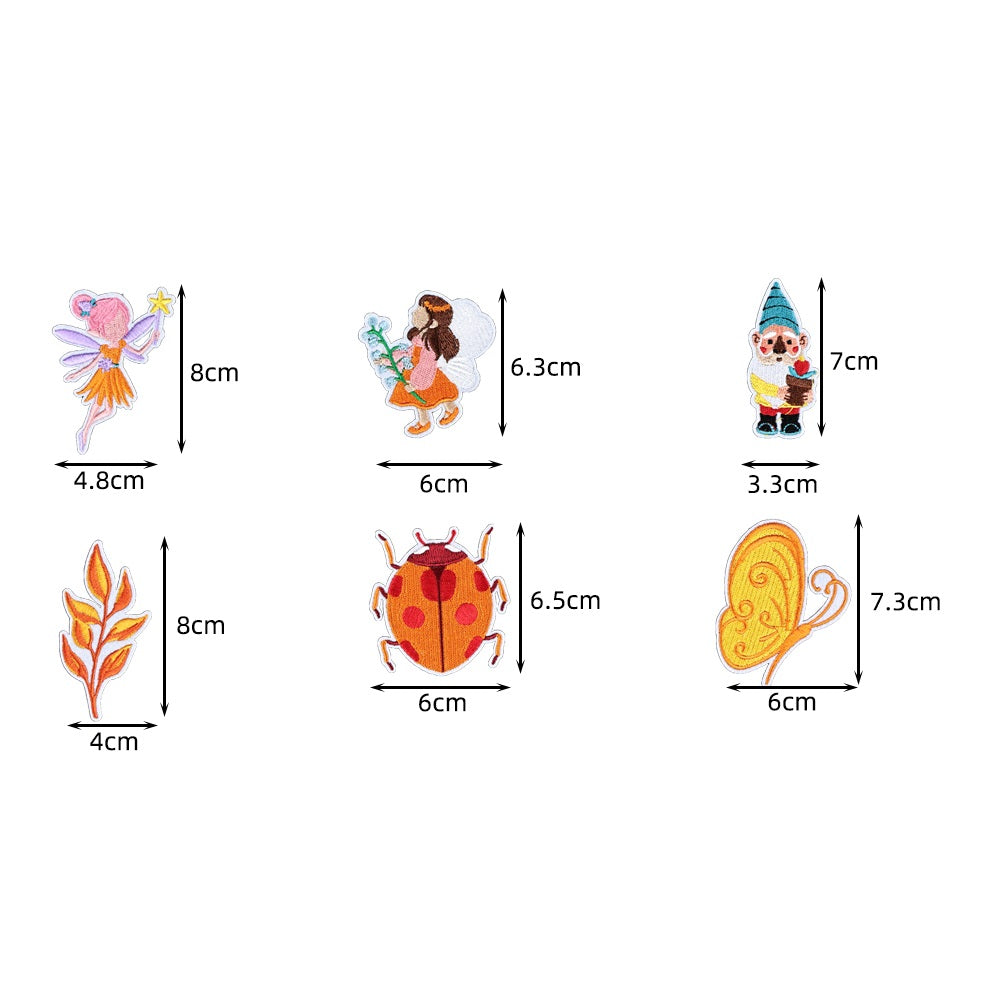 6Pcs Ladybug Elf Shape Embroidered Patch