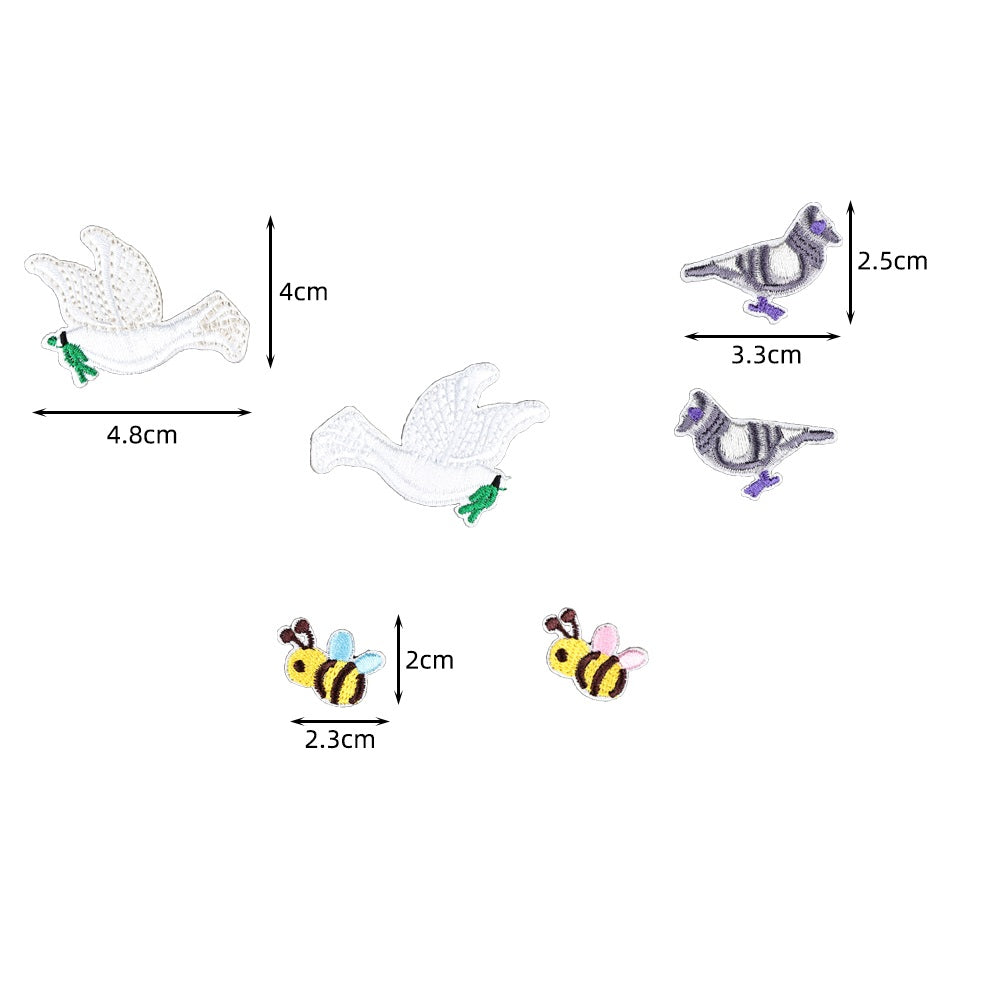 6Pcs Pigeon Bee Embroidered Patch
