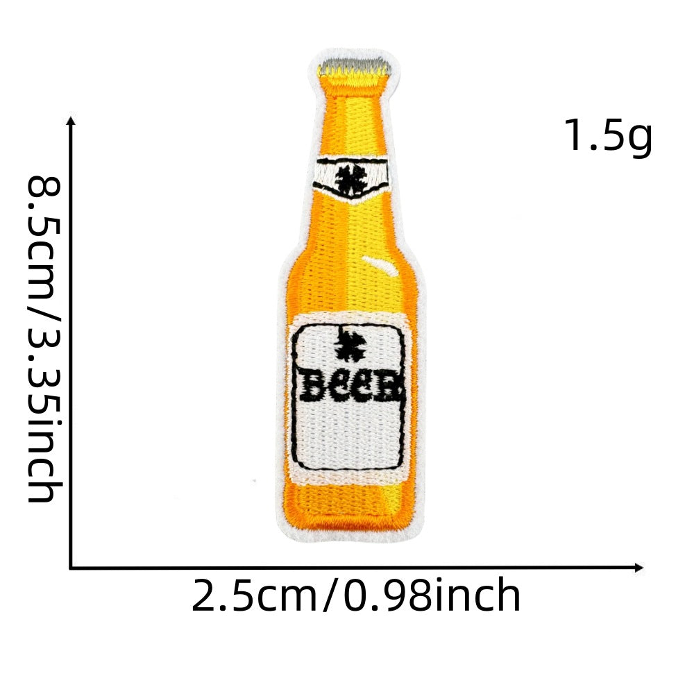 6Pcs Beer Shape Embroidered Patch