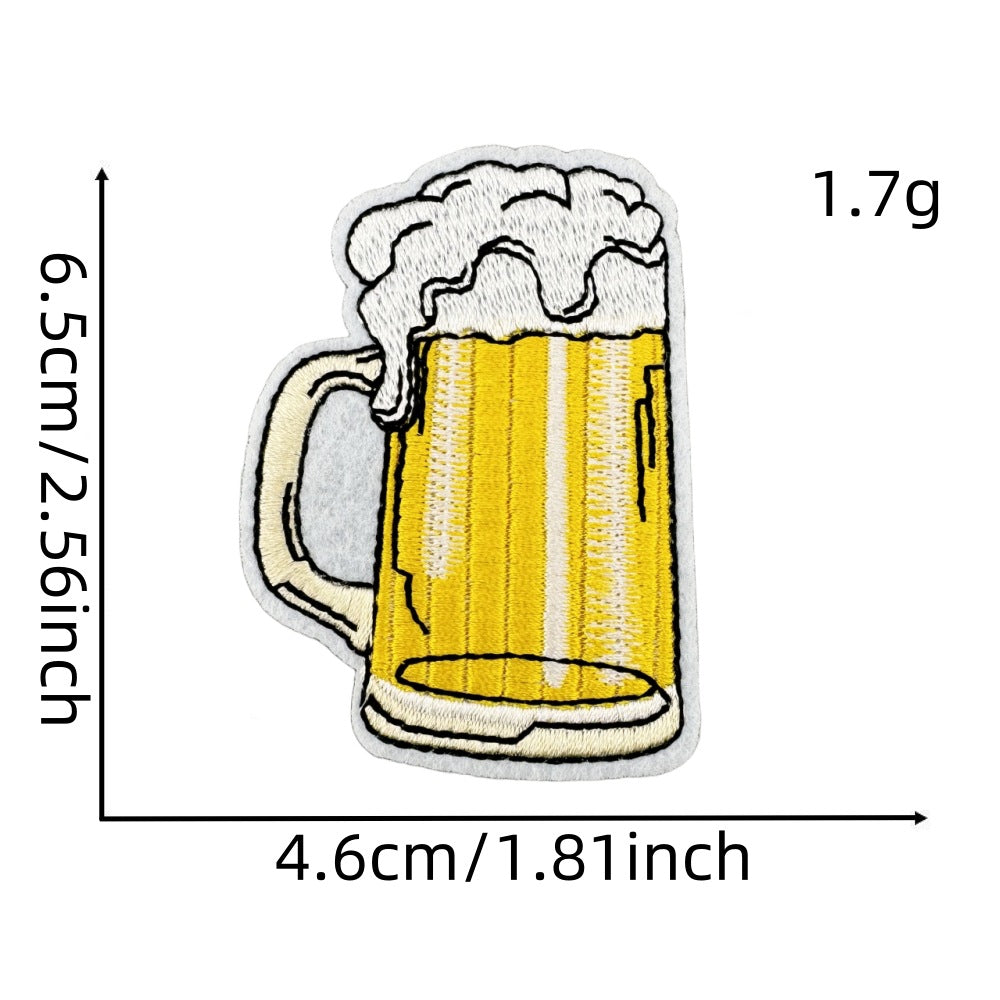 6Pcs Beer Shape Embroidered Patch