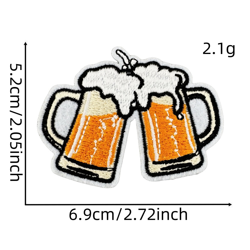 6Pcs Beer Shape Embroidered Patch