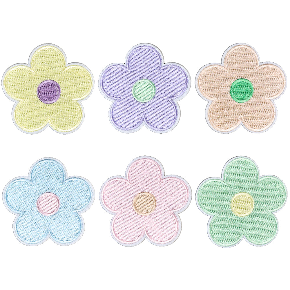6Pcs Flower Shape Embroidered Patch