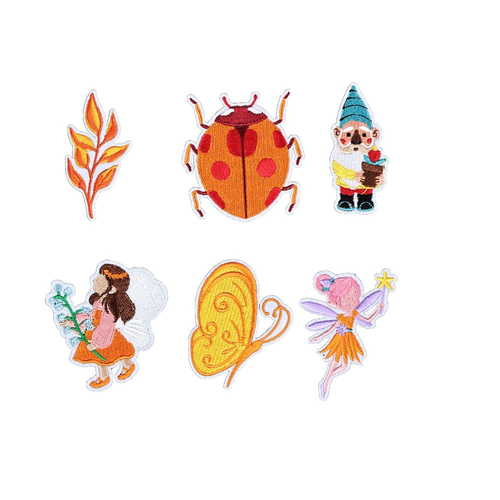 6Pcs Ladybug Elf Shape Embroidered Patch