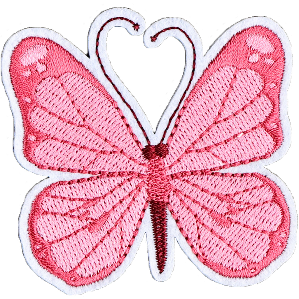 6Pcs Pink Butterfly Shape Embroidered Patch