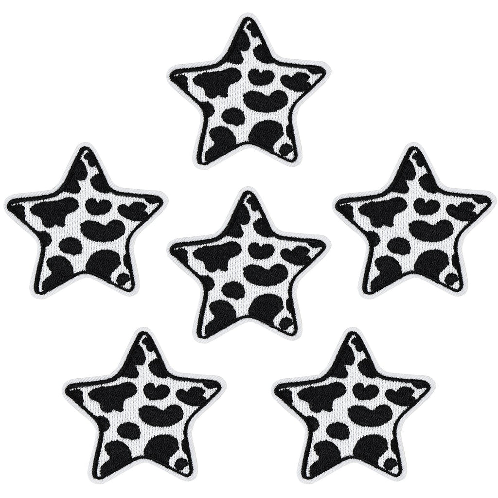 6Pcs Star Shape Cow Prints Embroidered Patch