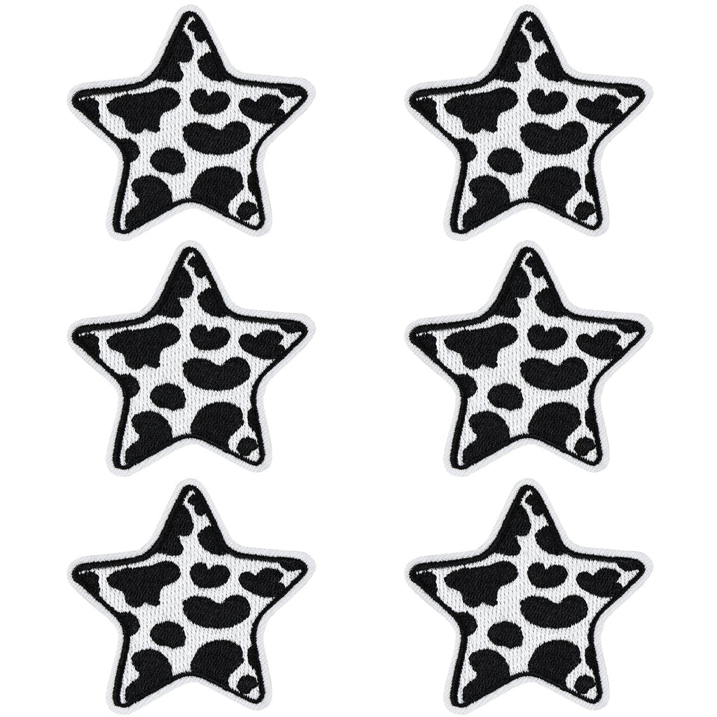 6Pcs Star Shape Cow Prints Embroidered Patch