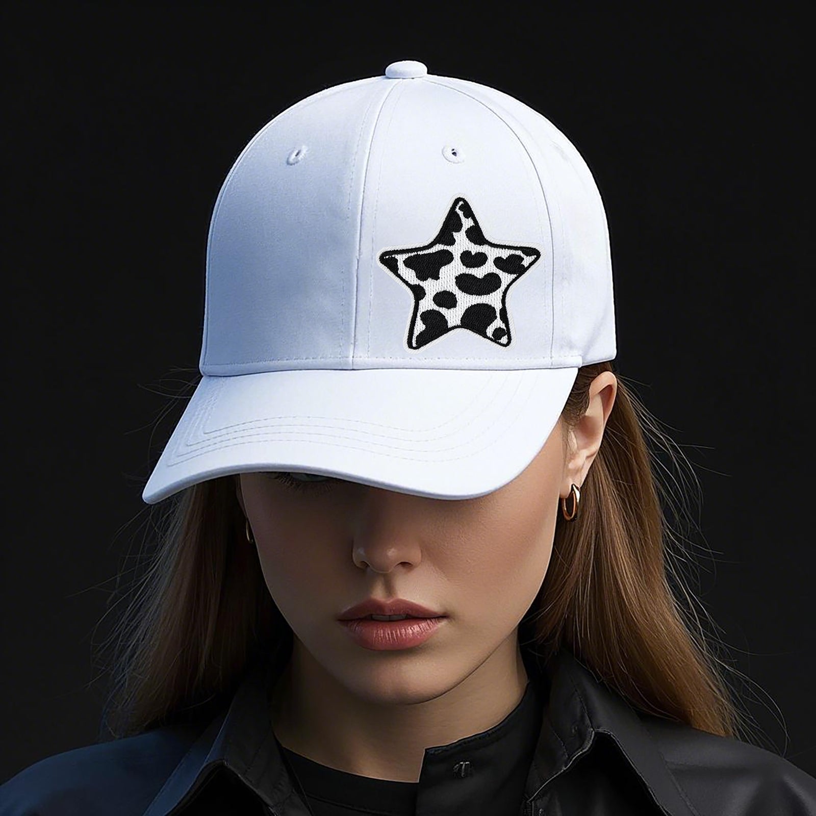 6Pcs Star Shape Cow Prints Embroidered Patch