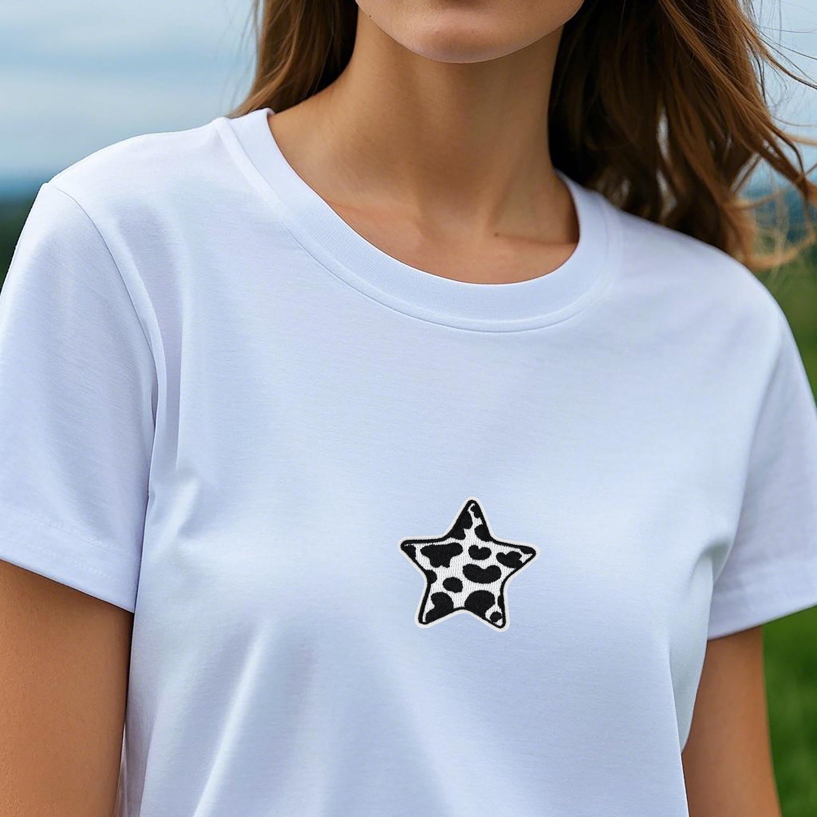 6Pcs Star Shape Cow Prints Embroidered Patch