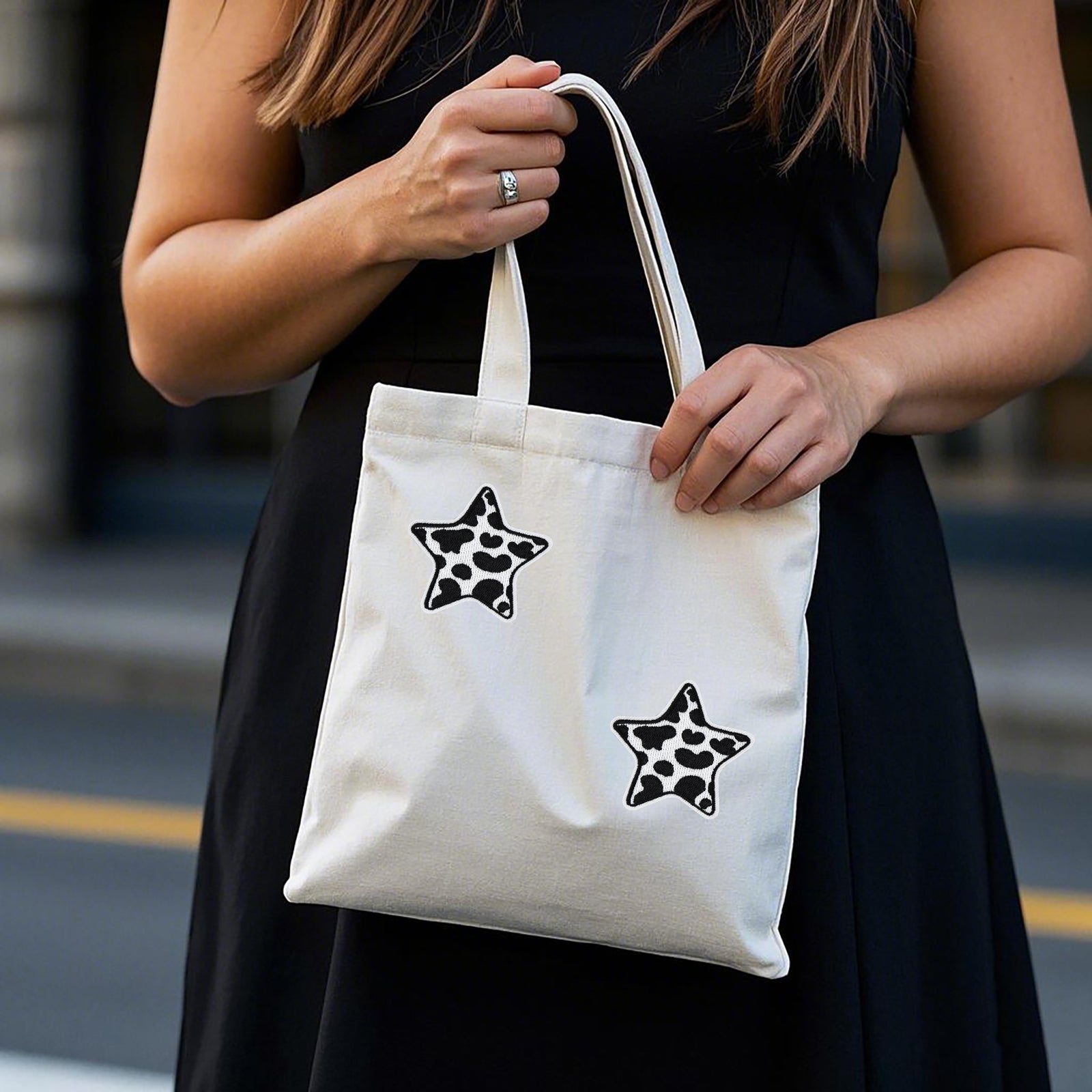 6Pcs Star Shape Cow Prints Embroidered Patch