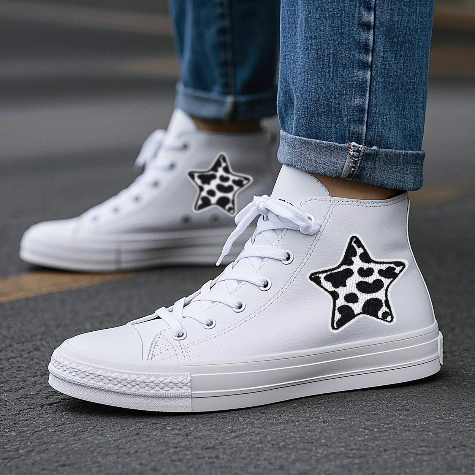 6Pcs Star Shape Cow Prints Embroidered Patch