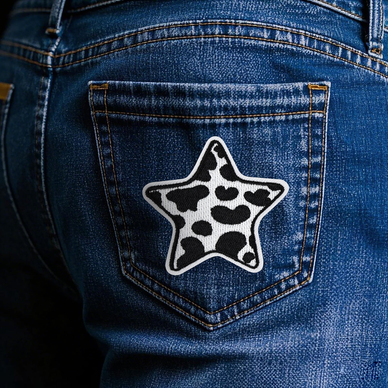 6Pcs Star Shape Cow Prints Embroidered Patch