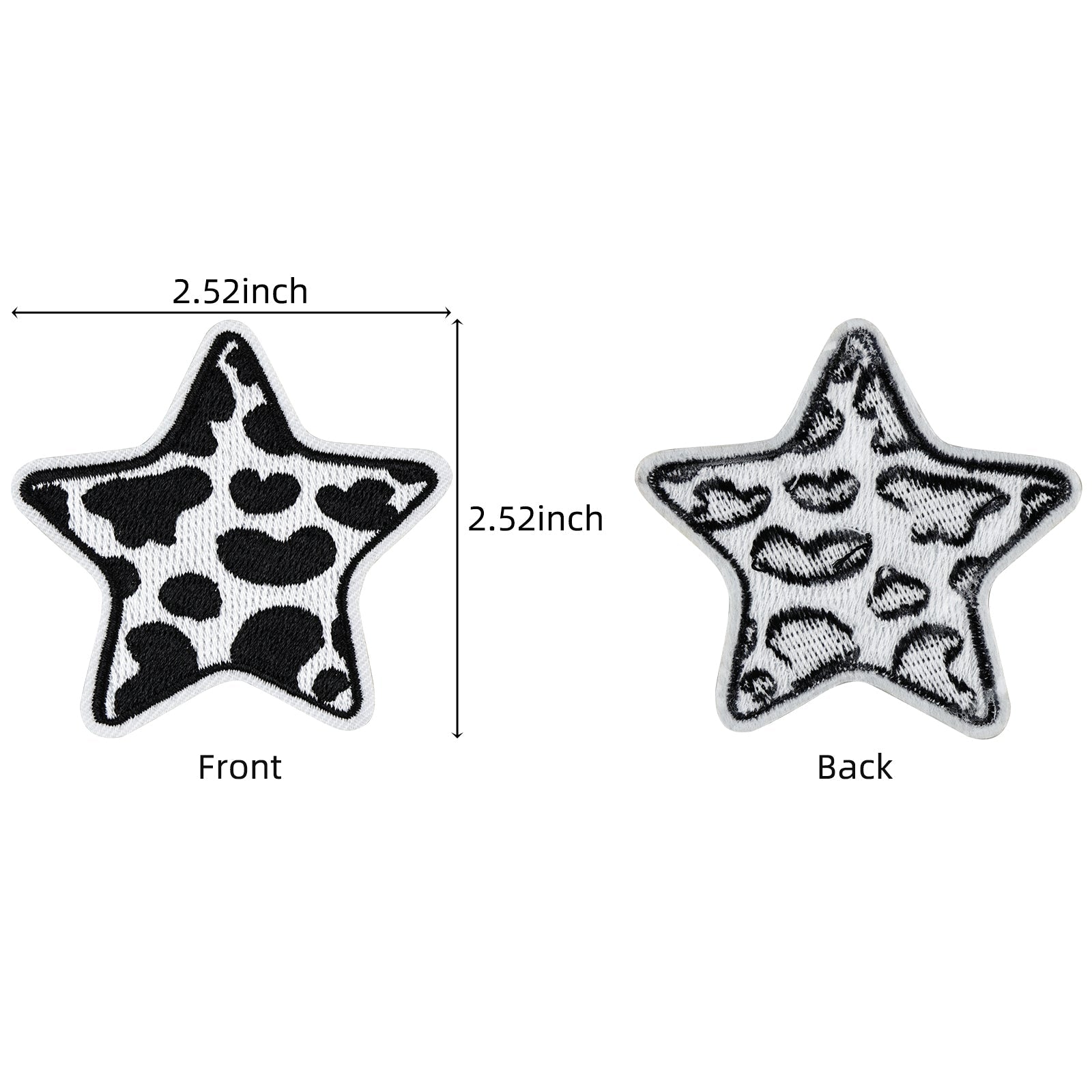 6Pcs Star Shape Cow Prints Embroidered Patch