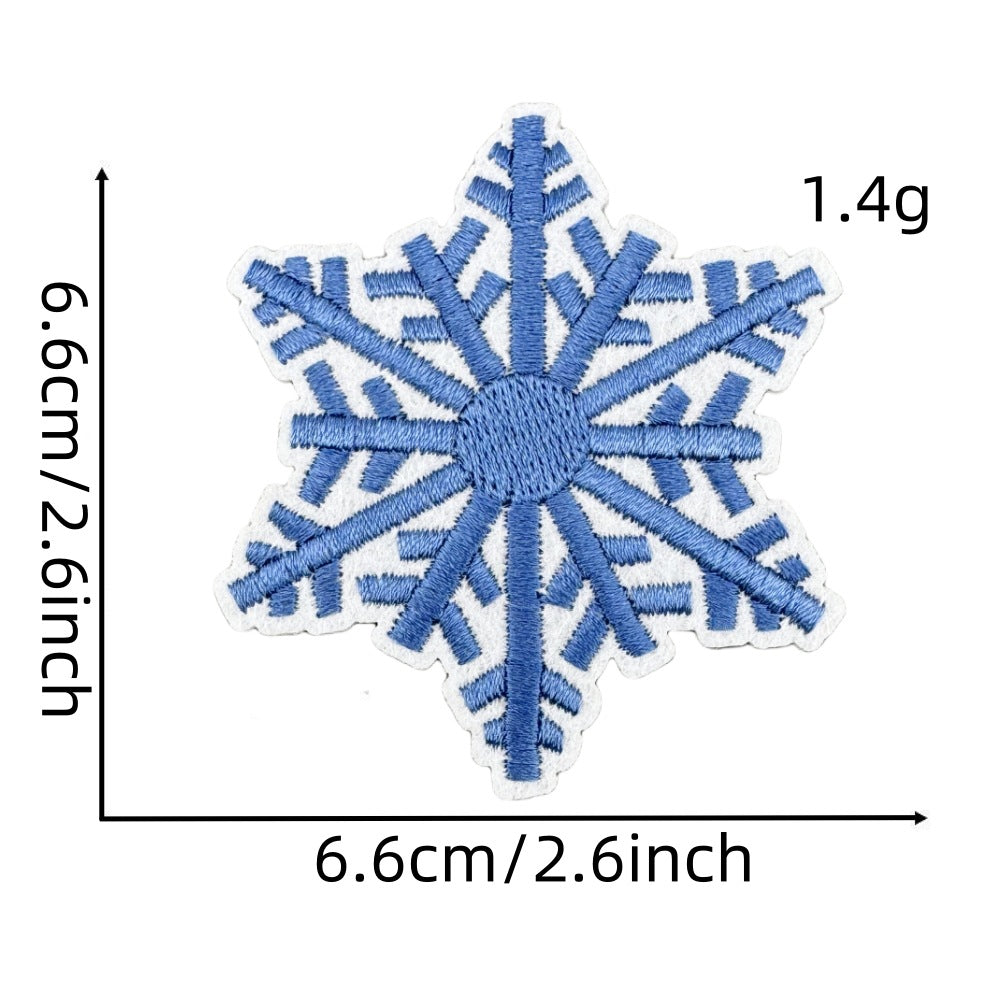 6Pcs Snowflake Shape Embroidered Patch