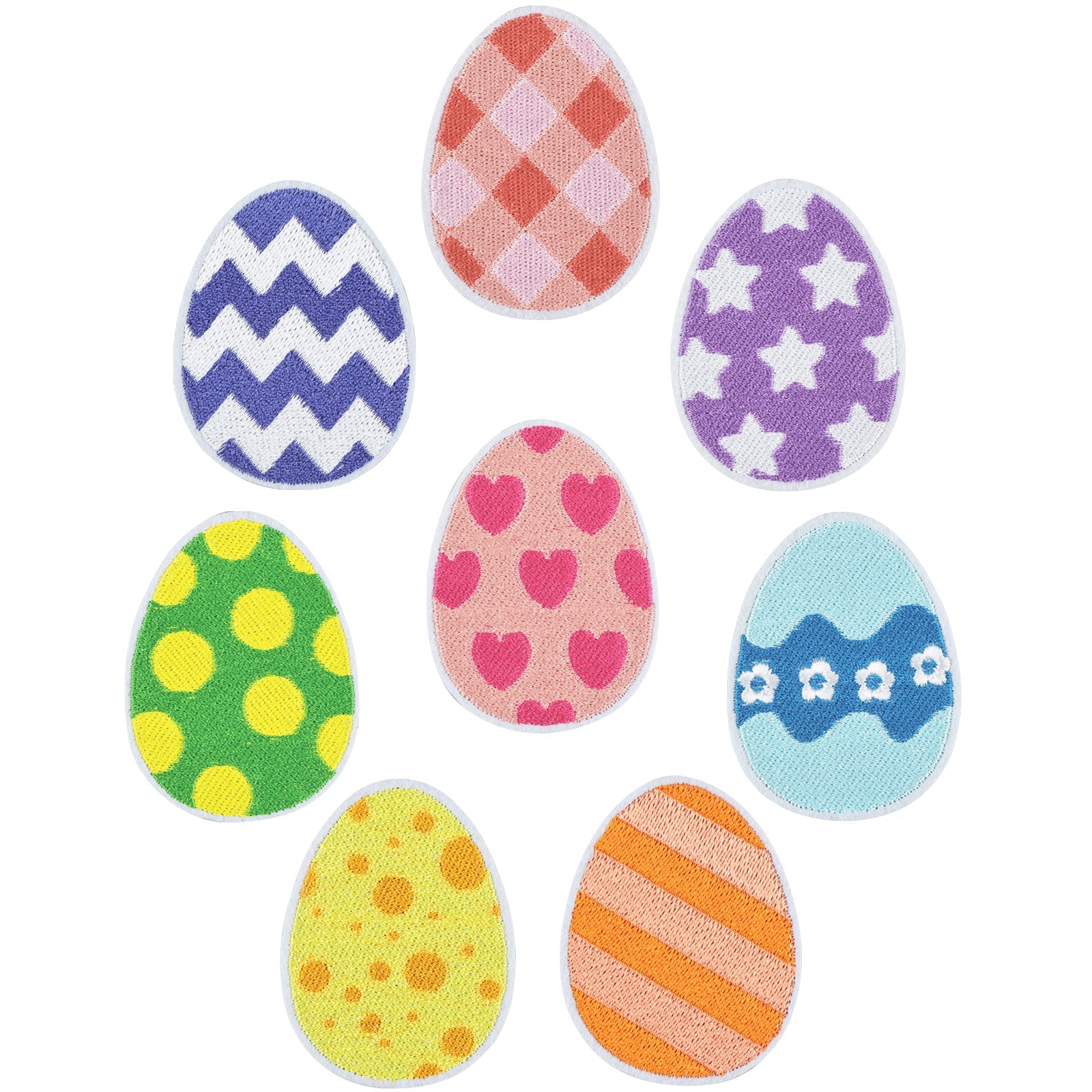 8 Pcs Easter Egg Colorful Embroidered Patch