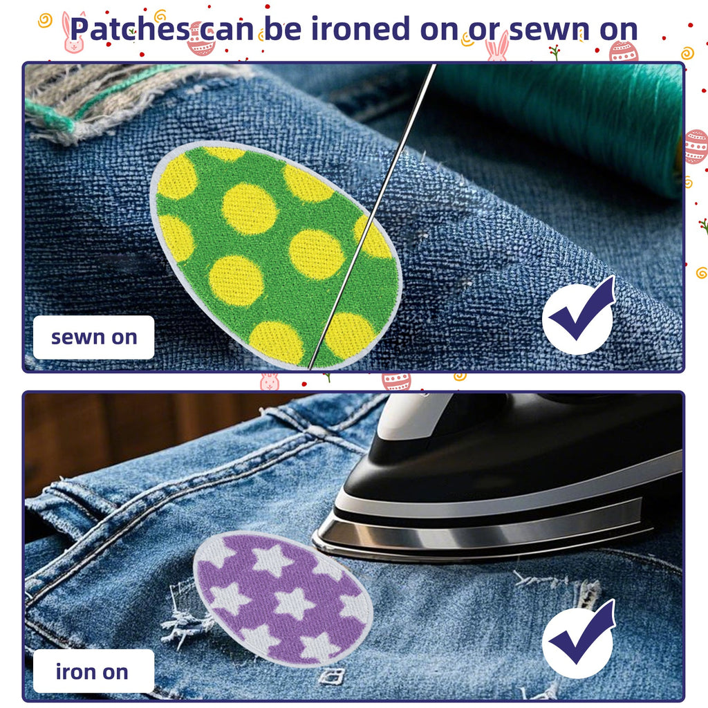 8 Pcs Easter Egg Colorful Embroidered Patch