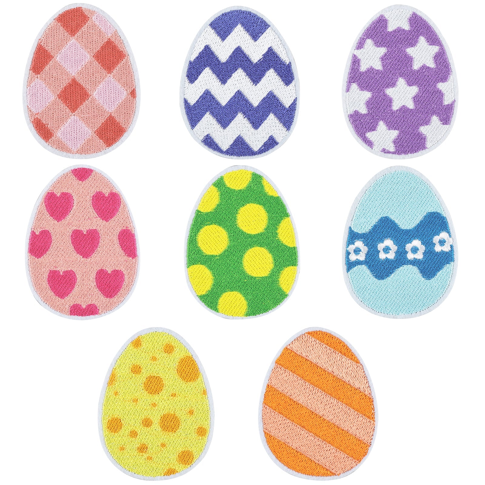8 Pcs Easter Egg Colorful Embroidered Patch