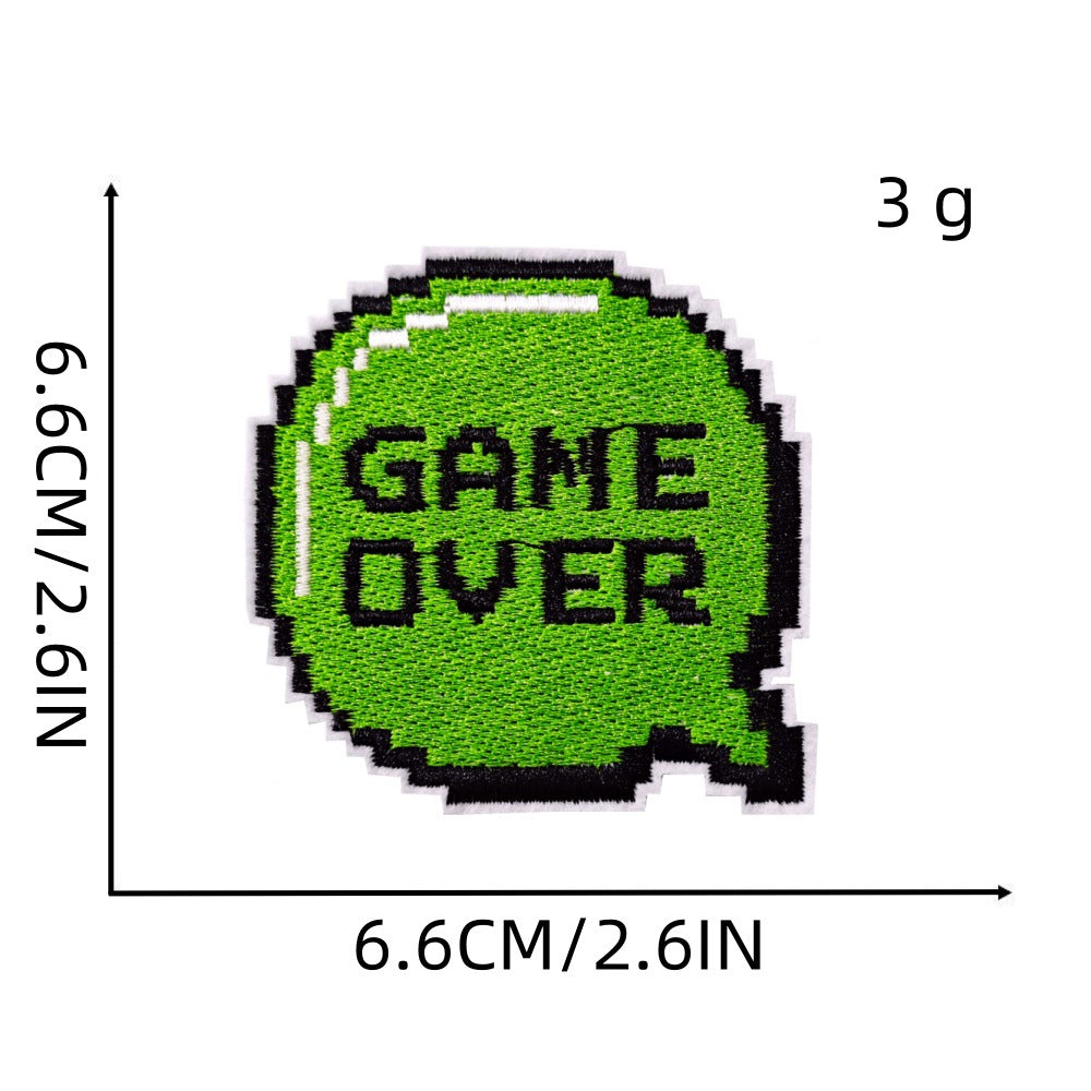 8Pcs Green Gamepad Headphone Embroidered Patch