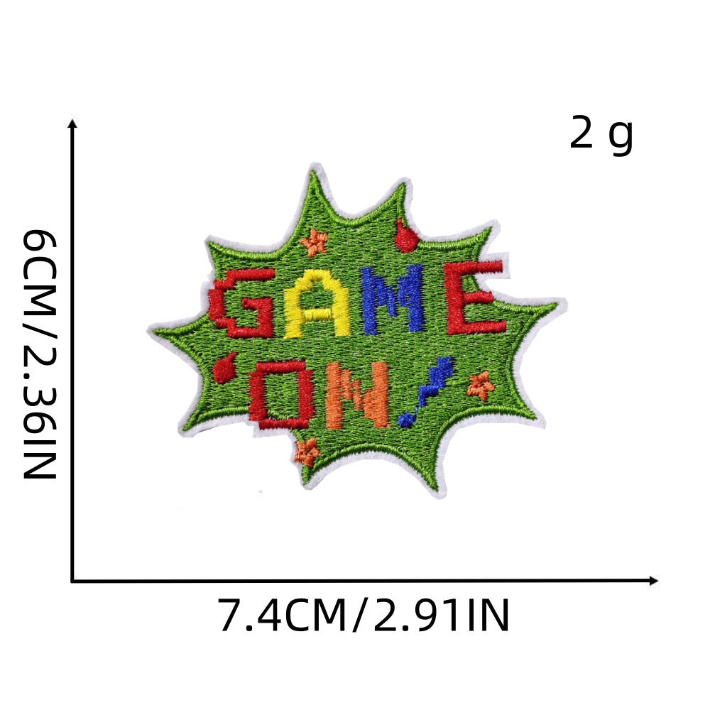 8Pcs Green Gamepad Headphone Embroidered Patch