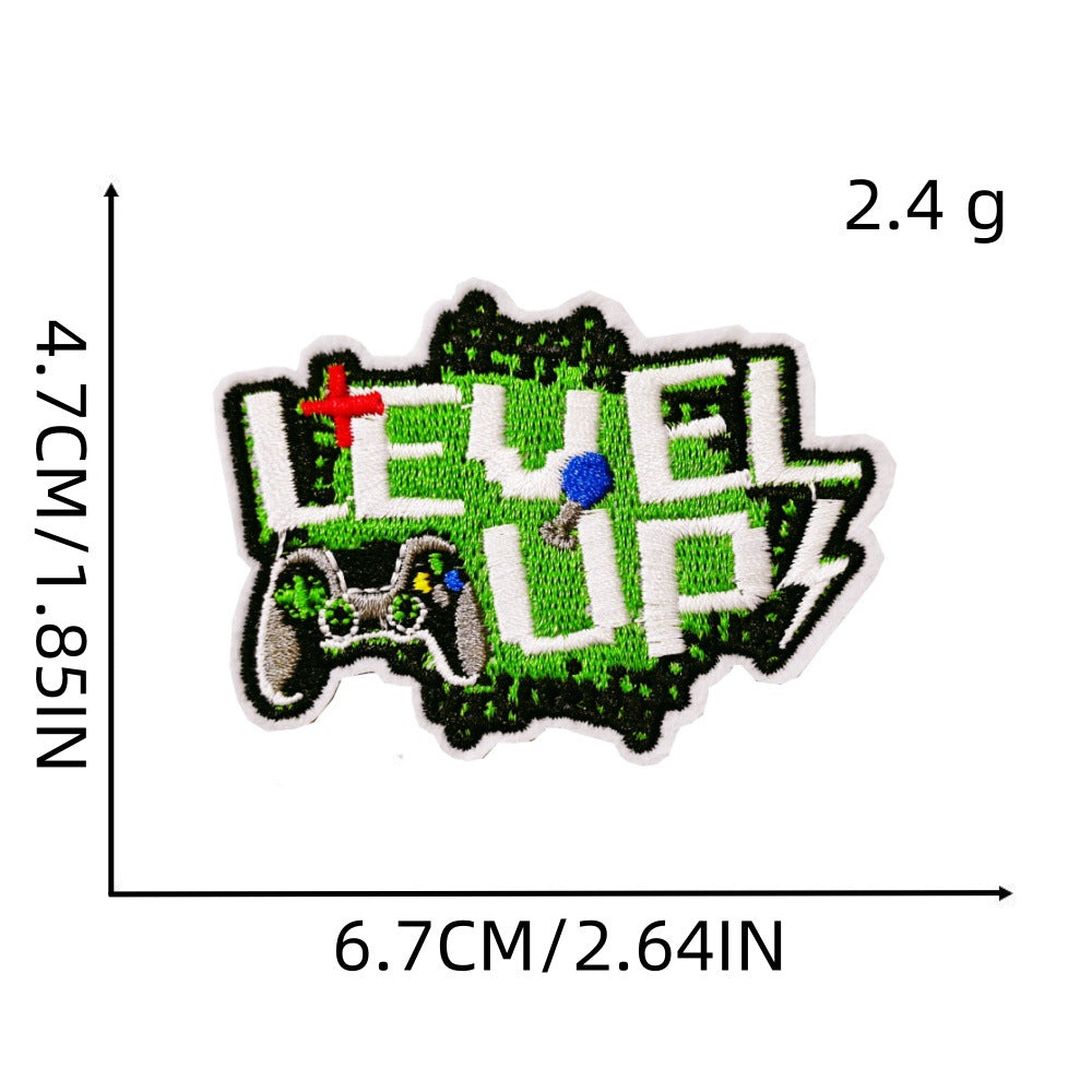 8Pcs Green Gamepad Headphone Embroidered Patch
