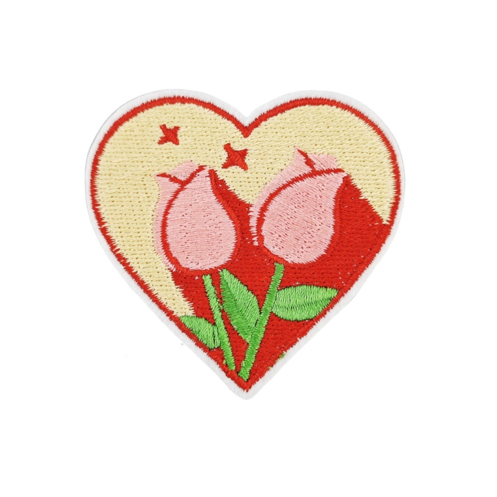 9Pcs Pink Heart Shape Embroidered Patch