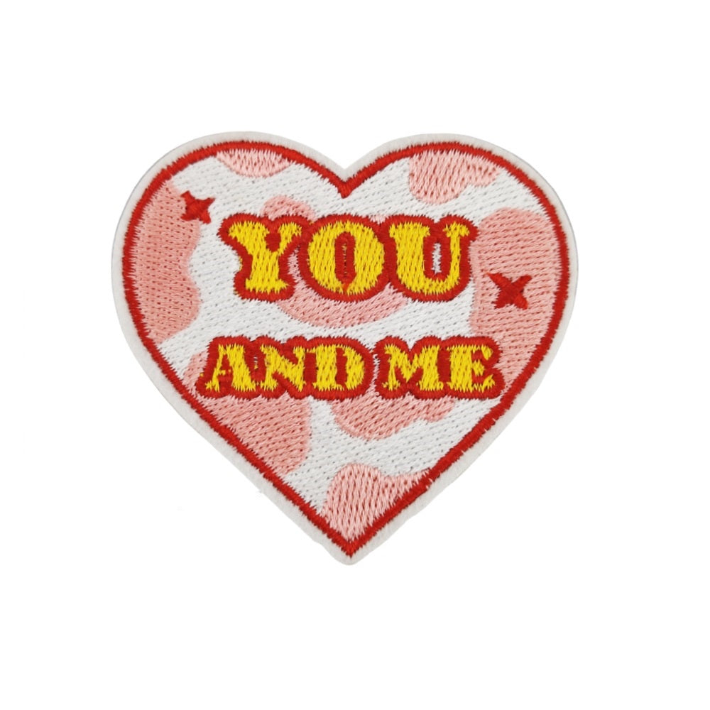 9Pcs Pink Heart Shape Embroidered Patch